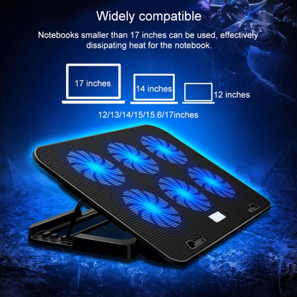 ICE COOREL Notebook Computer Base Speed Control Silent Six-fan Cooling Holder Cooling Rack, Style: Premium Edition(Black) - Laptop Stand by buy2fix | Online Shopping UK | buy2fix