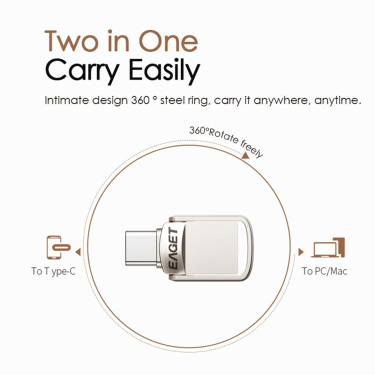 EAGET 32G USB 3.1 + USB-C Interface Metal Twister Flash U Disk, Standard by buy2fix