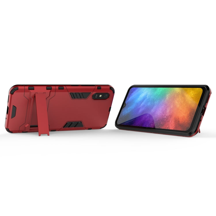 For Xiaomi Redmi 9A PC + TPU Shockproof Protective Case with Holder(Red) by buy2fix
