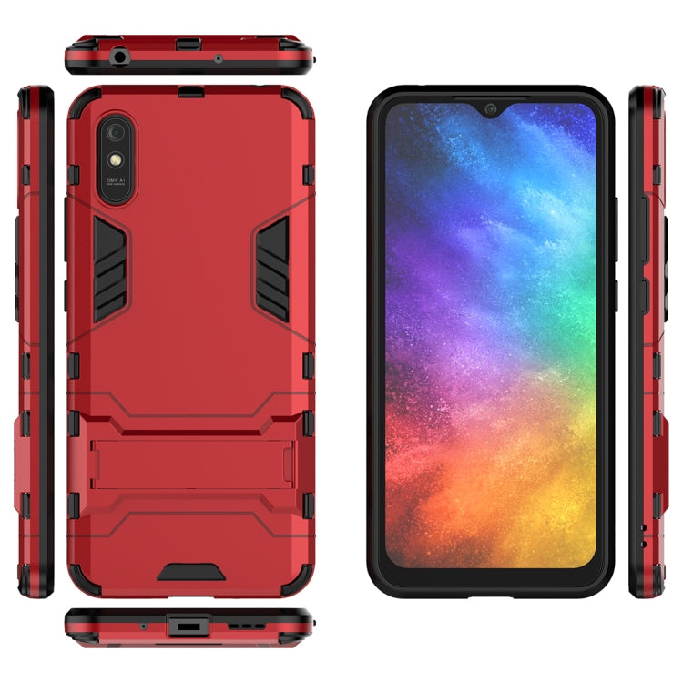 For Xiaomi Redmi 9A PC + TPU Shockproof Protective Case with Holder(Red) by buy2fix
