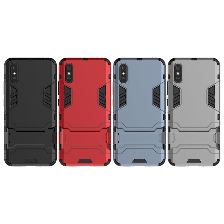 For Xiaomi Redmi 9A PC + TPU Shockproof Protective Case with Holder(Red) by buy2fix