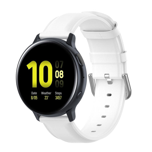 For Galaxy Watch Active3 / Galaxy Watch 3 41mm 20mm Universal Leather Watch Band(White) - Watch Bands by buy2fix | Online Shopping UK | buy2fix