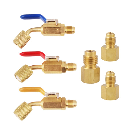 6 in 1 Car Air Conditioning Refrigerant Angled Compact Ball Valve for HVAC / AC Air Conditioning Maintenance - Air Conditioning System by buy2fix | Online Shopping UK | buy2fix