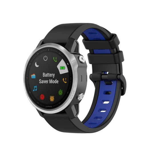 For Garmin Fenix 6X Two-color Silicone Watch Band(Black Blue) - Watch Bands by buy2fix | Online Shopping UK | buy2fix