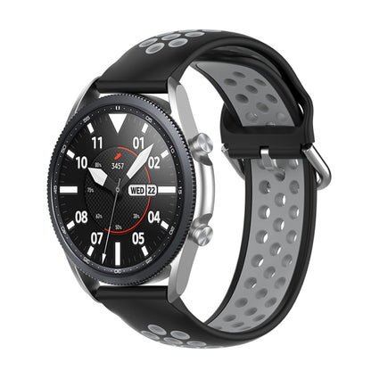 For Galaxy Watch 3 41mm Silicone Two-color Watch Band, Size: Free Size 20mm(Black Gray) - Watch Bands by buy2fix | Online Shopping UK | buy2fix