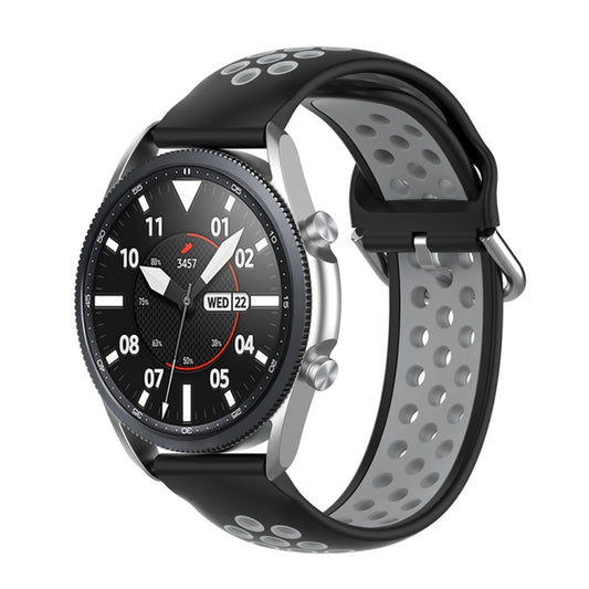For Galaxy Watch 3 41mm Silicone Two-color Watch Band, Size: Free Size 20mm(Black Gray) - Watch Bands by buy2fix | Online Shopping UK | buy2fix