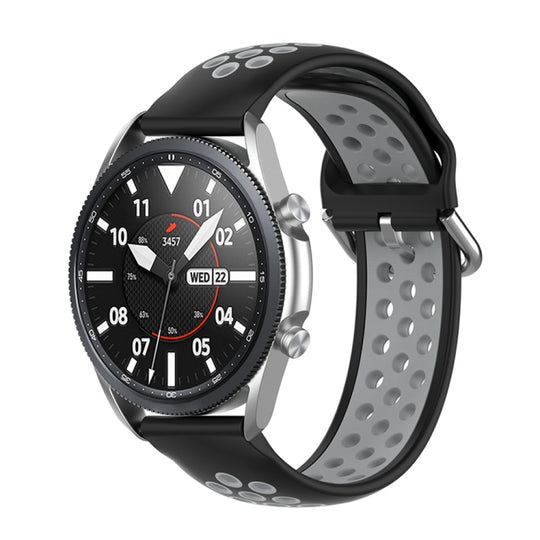 For Galaxy Watch 3 41mm Silicone Two-color Watch Band, Size: Free Size 20mm(Black Gray)