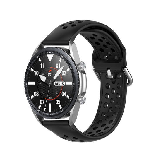 For Galaxy Watch 3 45mm Silicone Solid Color Watch Band, Size: Free Size 22mm(Black) - Watch Bands by buy2fix | Online Shopping UK | buy2fix