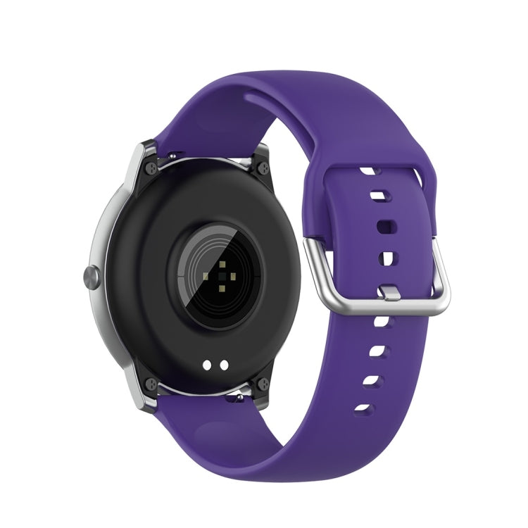 For Xiaomi Haylou Solar LS05 Silicone Solid Color Silver Buckle Watch Band, Size: 22mm(Purple) - Watch Bands by buy2fix | Online Shopping UK | buy2fix