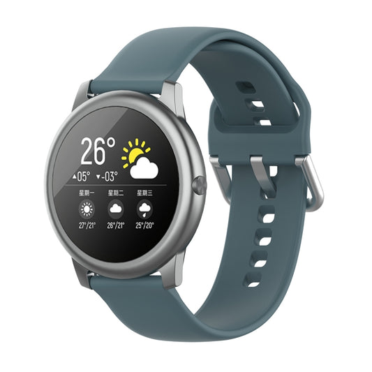 For Xiaomi Haylou Solar LS05 Silicone Solid Color Silver Buckle Watch Band, Size: 22mm(Rock Green) - Watch Bands by buy2fix | Online Shopping UK | buy2fix