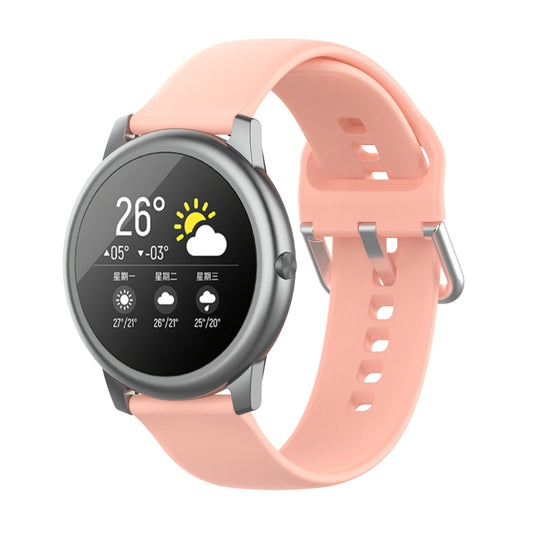 For Xiaomi Haylou Solar LS05 Silicone Solid Color Silver Buckle Watch Band, Size: 22mm(Light Pink) - Watch Bands by buy2fix | Online Shopping UK | buy2fix