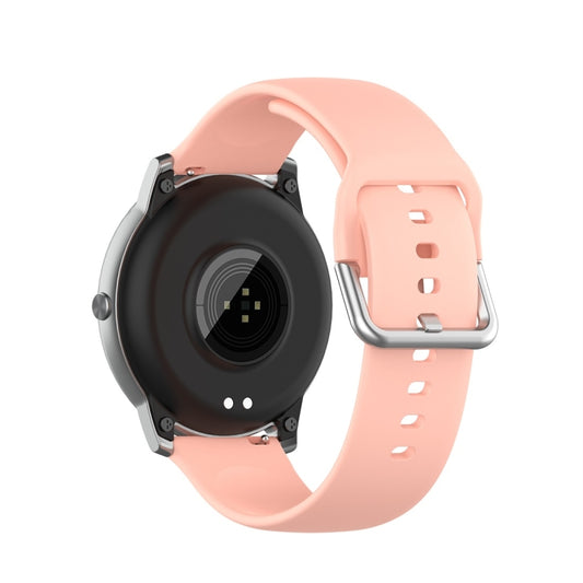 For Xiaomi Haylou Solar LS05 Silicone Solid Color Silver Buckle Watch Band, Size: 22mm(Light Pink) - Watch Bands by buy2fix | Online Shopping UK | buy2fix