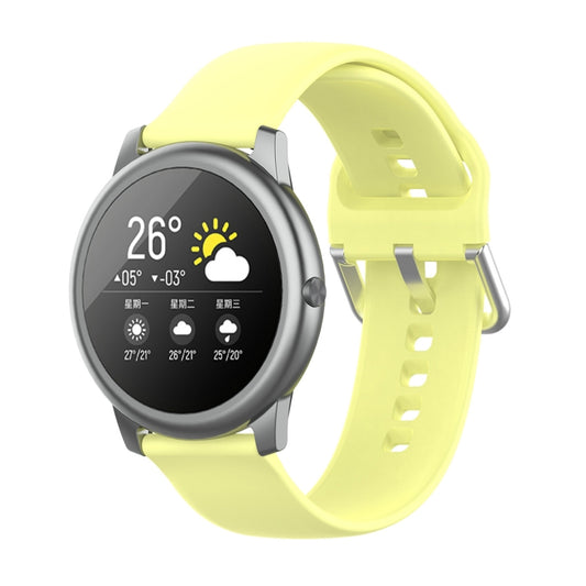 For Xiaomi Haylou Solar LS05 Silicone Solid Color Silver Buckle Watch Band, Size: 22mm(Yellow) - Watch Bands by buy2fix | Online Shopping UK | buy2fix