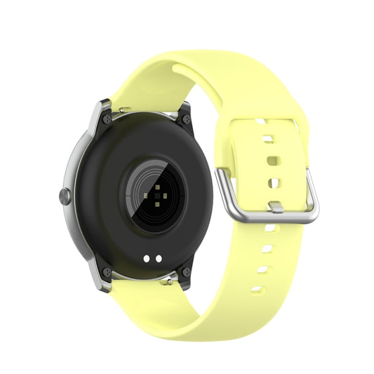 For Xiaomi Haylou Solar LS05 Silicone Solid Color Silver Buckle Watch Band, Size: 22mm(Yellow) - Watch Bands by buy2fix | Online Shopping UK | buy2fix