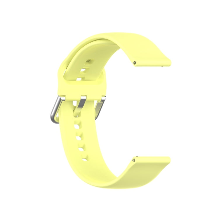 For Xiaomi Haylou Solar LS05 Silicone Solid Color Silver Buckle Watch Band, Size: 22mm(Yellow) - Watch Bands by buy2fix | Online Shopping UK | buy2fix
