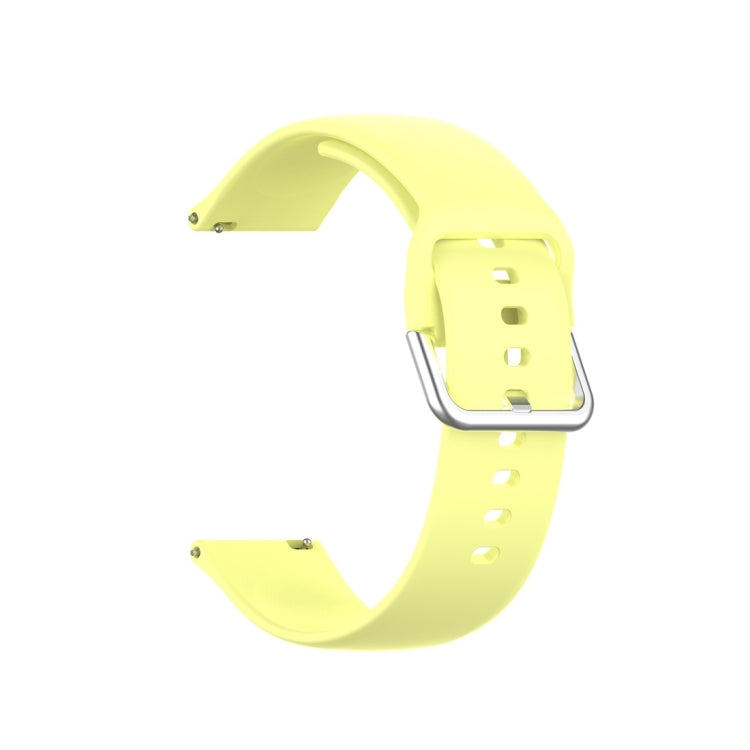 For Xiaomi Haylou Solar LS05 Silicone Solid Color Silver Buckle Watch Band, Size: 22mm(Yellow) - Watch Bands by buy2fix | Online Shopping UK | buy2fix