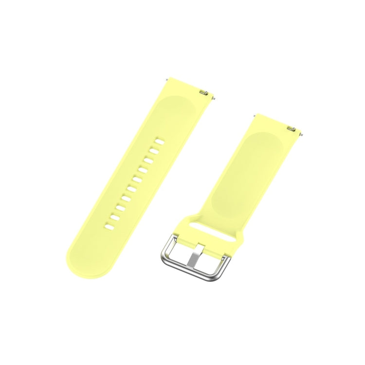 For Xiaomi Haylou Solar LS05 Silicone Solid Color Silver Buckle Watch Band, Size: 22mm(Yellow) - Watch Bands by buy2fix | Online Shopping UK | buy2fix