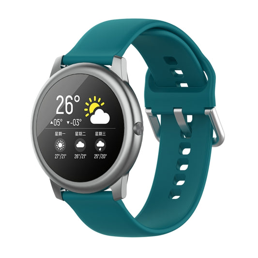 For Xiaomi Haylou Solar LS05 Silicone Solid Color Silver Buckle Watch Band, Size: 22mm(Official Green) - Watch Bands by buy2fix | Online Shopping UK | buy2fix