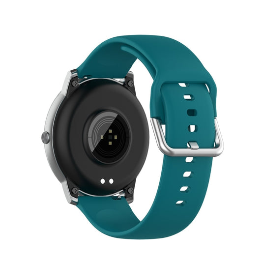 For Xiaomi Haylou Solar LS05 Silicone Solid Color Silver Buckle Watch Band, Size: 22mm(Official Green) - Watch Bands by buy2fix | Online Shopping UK | buy2fix