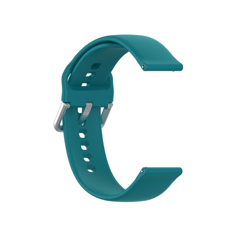 For Xiaomi Haylou Solar LS05 Silicone Solid Color Silver Buckle Watch Band, Size: 22mm(Official Green) - Watch Bands by buy2fix | Online Shopping UK | buy2fix