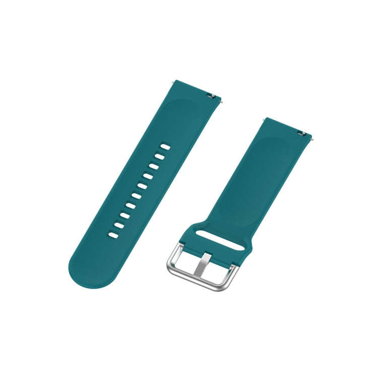 For Xiaomi Haylou Solar LS05 Silicone Solid Color Silver Buckle Watch Band, Size: 22mm(Official Green) - Watch Bands by buy2fix | Online Shopping UK | buy2fix
