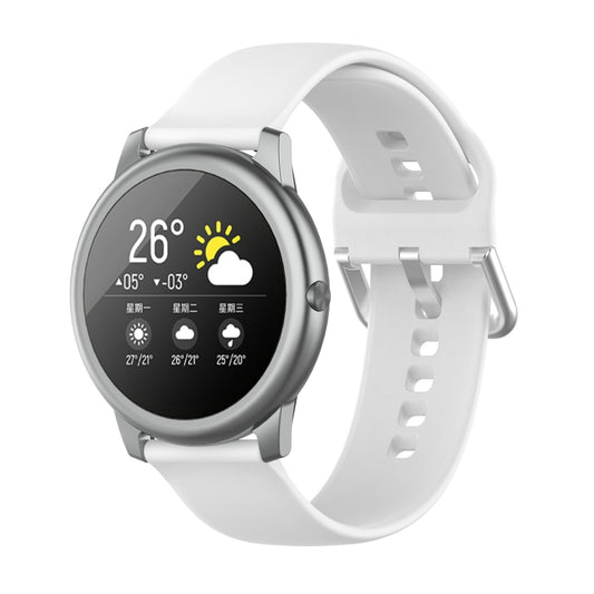 For Xiaomi Haylou Solar LS05 Silicone Solid Color Silver Buckle Watch Band, Size: 22mm(White) - Watch Bands by buy2fix | Online Shopping UK | buy2fix