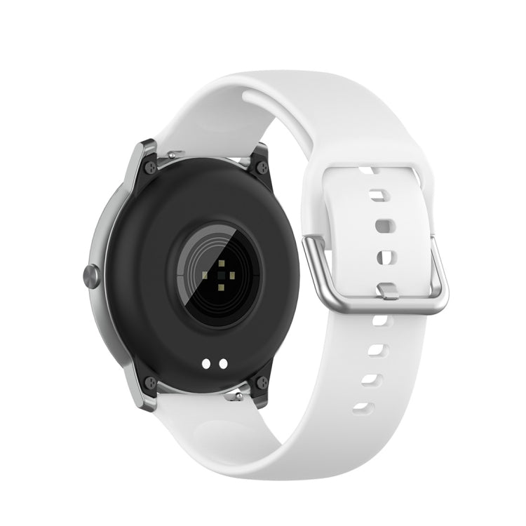 For Xiaomi Haylou Solar LS05 Silicone Solid Color Silver Buckle Watch Band, Size: 22mm(White) - Watch Bands by buy2fix | Online Shopping UK | buy2fix
