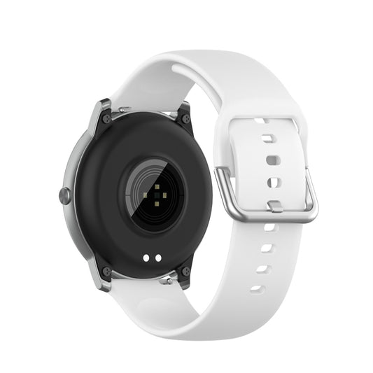 For Xiaomi Haylou Solar LS05 Silicone Solid Color Silver Buckle Watch Band, Size: 22mm(White) - Watch Bands by buy2fix | Online Shopping UK | buy2fix