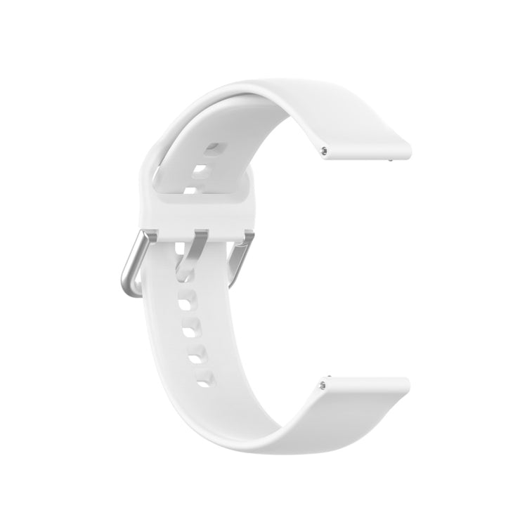 For Xiaomi Haylou Solar LS05 Silicone Solid Color Silver Buckle Watch Band, Size: 22mm(White) - Watch Bands by buy2fix | Online Shopping UK | buy2fix