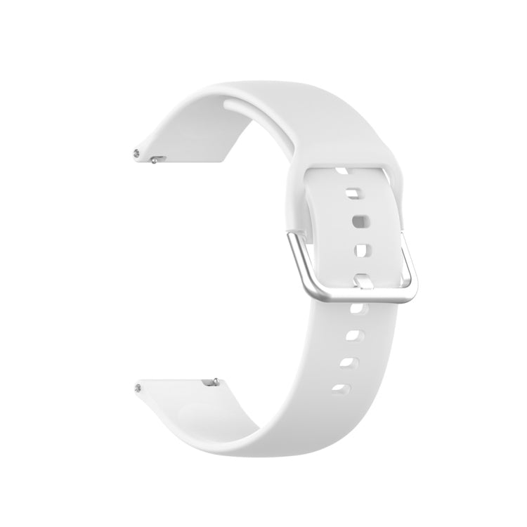 For Xiaomi Haylou Solar LS05 Silicone Solid Color Silver Buckle Watch Band, Size: 22mm(White) - Watch Bands by buy2fix | Online Shopping UK | buy2fix
