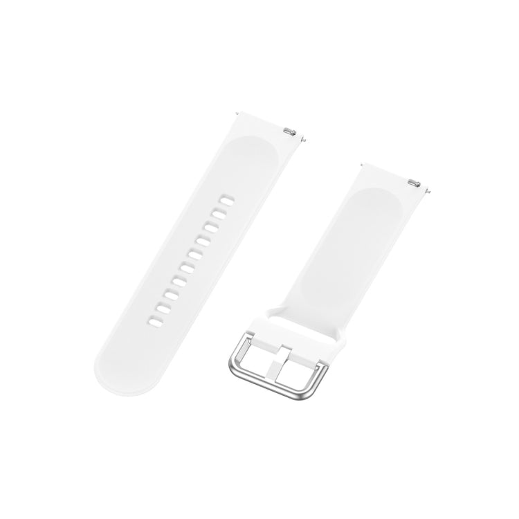 For Xiaomi Haylou Solar LS05 Silicone Solid Color Silver Buckle Watch Band, Size: 22mm(White) - Watch Bands by buy2fix | Online Shopping UK | buy2fix