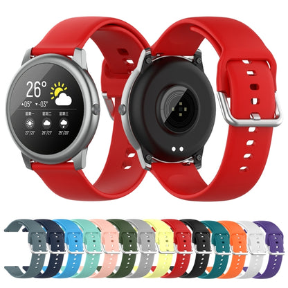 For Xiaomi Haylou Solar LS05 Silicone Solid Color Silver Buckle Watch Band, Size: 22mm(Purple) - Watch Bands by buy2fix | Online Shopping UK | buy2fix
