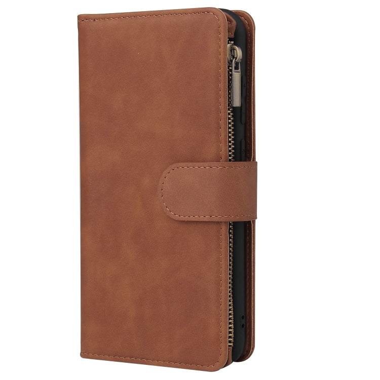 For Samsung Galaxy A11 Multifunctional Retro Frosted Horizontal Flip Leather Case with Card Slot & Holder & Zipper Wallet & Photo Frame & Lanyard(Brown) by buy2fix