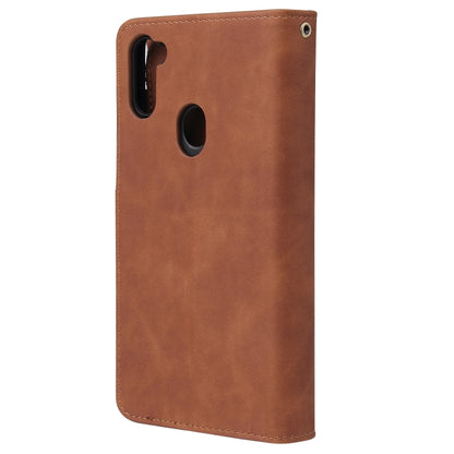 For Samsung Galaxy A11 Multifunctional Retro Frosted Horizontal Flip Leather Case with Card Slot & Holder & Zipper Wallet & Photo Frame & Lanyard(Brown) by buy2fix
