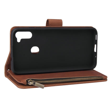 For Samsung Galaxy A11 Multifunctional Retro Frosted Horizontal Flip Leather Case with Card Slot & Holder & Zipper Wallet & Photo Frame & Lanyard(Brown) by buy2fix