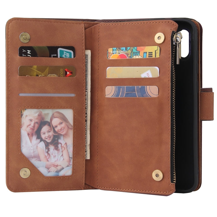 For Samsung Galaxy A11 Multifunctional Retro Frosted Horizontal Flip Leather Case with Card Slot & Holder & Zipper Wallet & Photo Frame & Lanyard(Brown) by buy2fix
