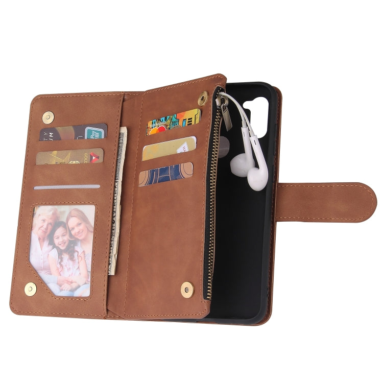 For Samsung Galaxy A11 Multifunctional Retro Frosted Horizontal Flip Leather Case with Card Slot & Holder & Zipper Wallet & Photo Frame & Lanyard(Brown) by buy2fix
