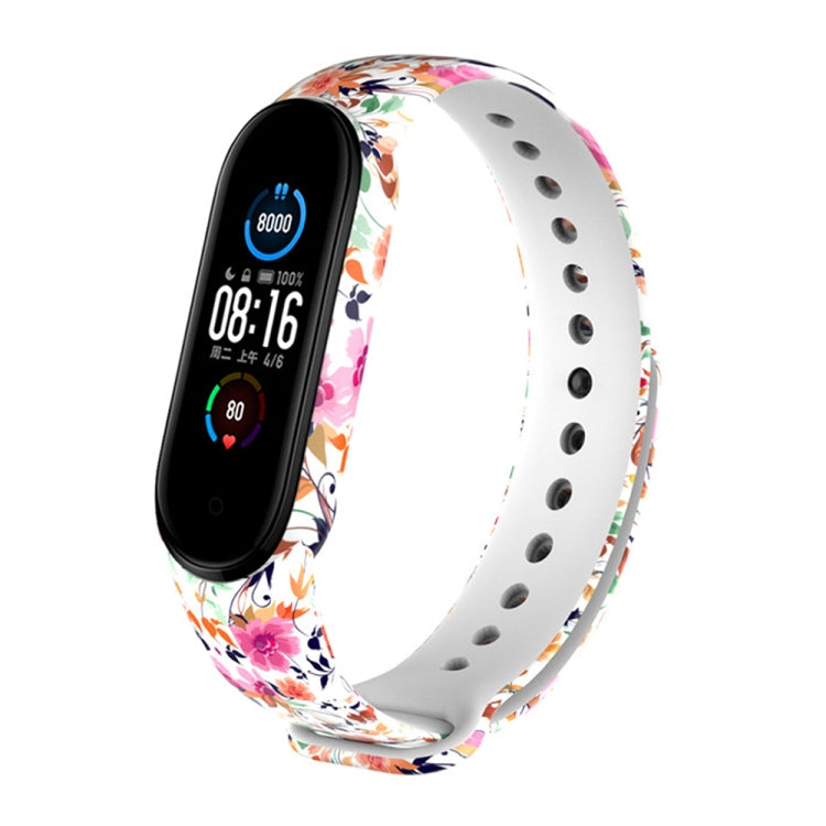 For Xiaomi Mi Band 5 TPU Watch Band(Birds and Flowers) - Watch Bands by buy2fix | Online Shopping UK | buy2fix