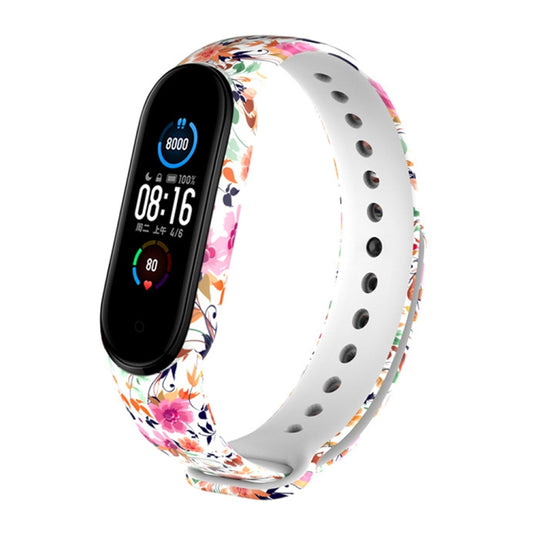 For Xiaomi Mi Band 5 TPU Watch Band(Birds and Flowers) - Watch Bands by buy2fix | Online Shopping UK | buy2fix