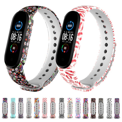 For Xiaomi Mi Band 5 TPU Watch Band(Birds and Flowers) - Watch Bands by buy2fix | Online Shopping UK | buy2fix