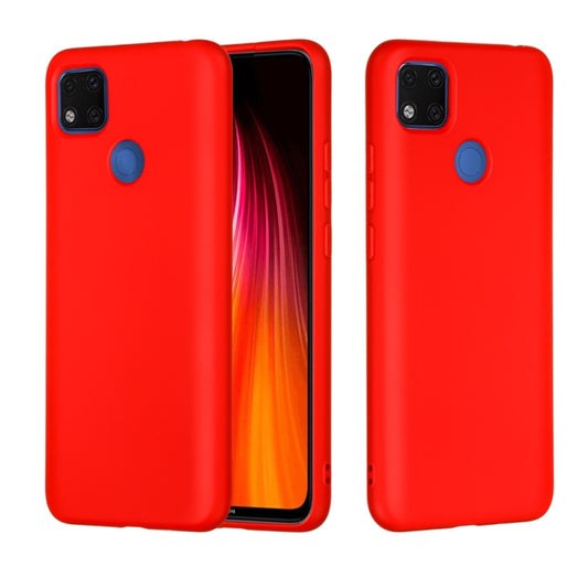 For Xiaomi Redmi 9C Pure Color Liquid Silicone Shockproof Full Coverage Protective Case(Red) by buy2fix