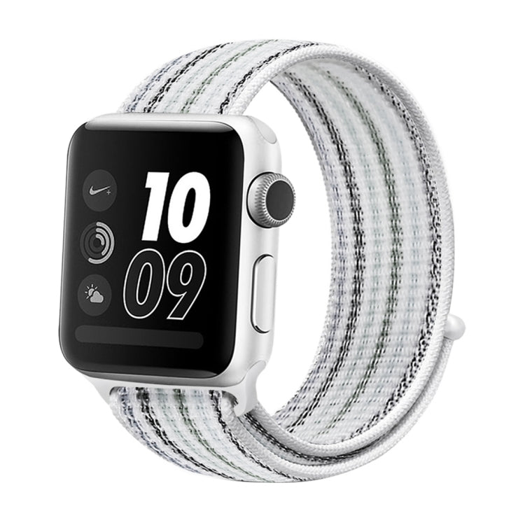 Nylon Loop Watch Band For Apple Watch Ultra 49mm&Watch Ultra 2 49mm / Series 9&8&7 45mm / SE 3&SE 2&6&SE&5&4 44mm / 3&2&1 42mm (White Pinstripe) by buy2fix