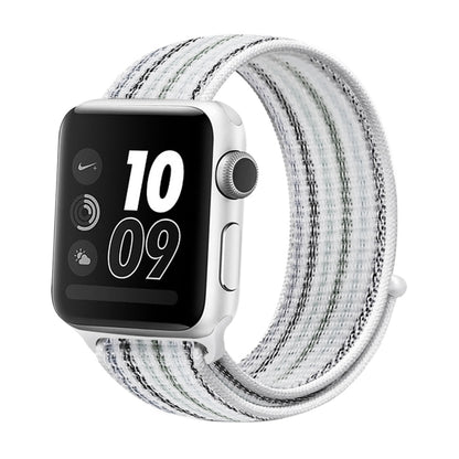 Nylon Loop Watch Band For Apple Watch Ultra 49mm&Watch Ultra 2 49mm / Series 9&8&7 45mm / SE 3&SE 2&6&SE&5&4 44mm / 3&2&1 42mm (White Pinstripe) by buy2fix