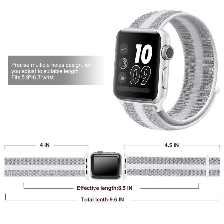 Nylon Loop Watch Band For Apple Watch Ultra 49mm&Watch Ultra 2 49mm / Series 9&8&7 45mm / SE 3&SE 2&6&SE&5&4 44mm / 3&2&1 42mm (White Pinstripe) by buy2fix