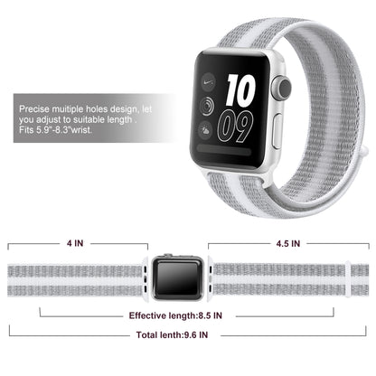Nylon Loop Watch Band For Apple Watch Ultra 49mm&Watch Ultra 2 49mm / Series 9&8&7 45mm / SE 3&SE 2&6&SE&5&4 44mm / 3&2&1 42mm (White Pinstripe) by buy2fix
