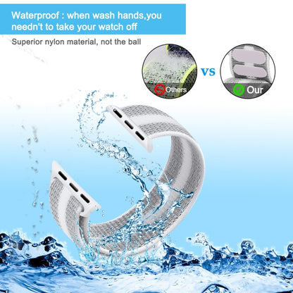 Nylon Loop Watch Band For Apple Watch Ultra 49mm&Watch Ultra 2 49mm / Series 9&8&7 45mm / SE 3&SE 2&6&SE&5&4 44mm / 3&2&1 42mm (White Pinstripe) by buy2fix