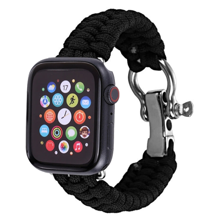 For Apple Watch Ultra 49mm&Watch Ultra 2 49mm / Series 9&8&7 45mm / SE 3&SE 2&6&SE&5&4 44mm / 3&2&1 42mm Umbrella Cord Nylon Braided Watch Band(Black) by buy2fix