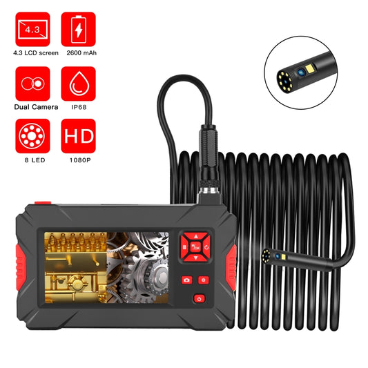 P30 8mm 1080P IP68 Waterproof 4.3 inch Screen Dual Camera Digital Endoscope, Length:2m Hard Cable(Black) -  by buy2fix | Online Shopping UK | buy2fix