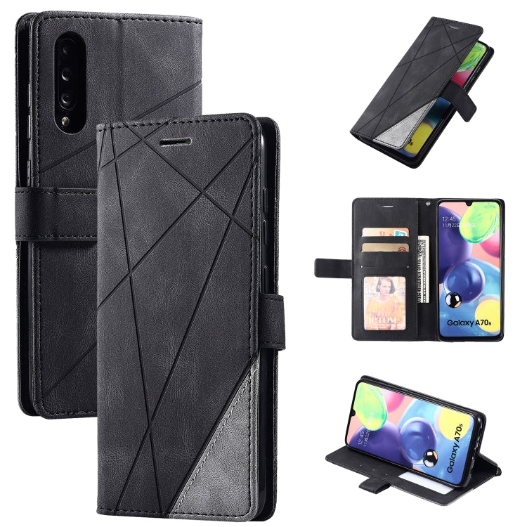 For Samsung Galaxy A70s Skin Feel Splicing Horizontal Flip Leather Case with Holder & Card Slots & Wallet & Photo Frame(Black) by buy2fix