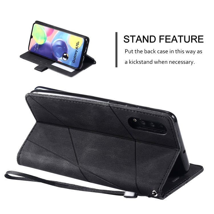 For Samsung Galaxy A70s Skin Feel Splicing Horizontal Flip Leather Case with Holder & Card Slots & Wallet & Photo Frame(Black) by buy2fix
